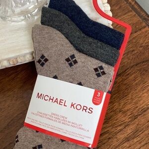 MICHAEL KORS 3-PAIRS-MEN’S dress CREW socks, 🔥NEW, fits shoe size 7-12